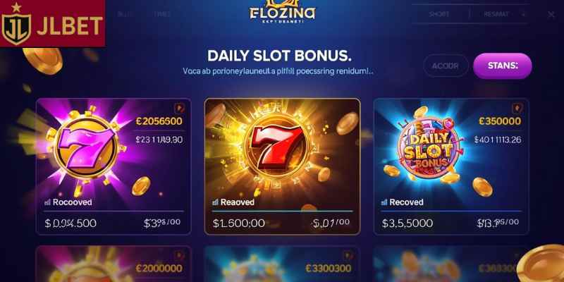 Daily slot bonus rewards displayed on an online casino dashboard